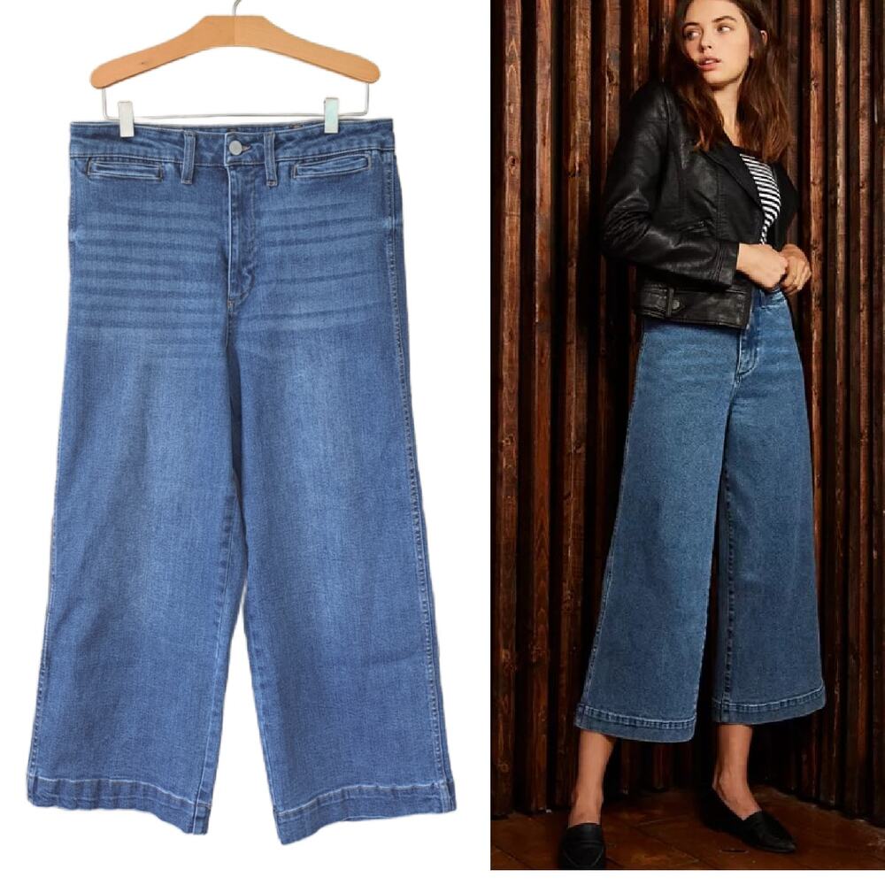 OAT New York Ultra-Wide-Leg High-Rise Crop Jeans Size 10 / 30